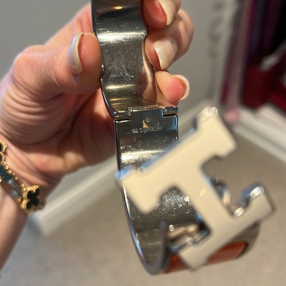 LIMITED/ UNAVAILABLE anymore Cream& Orange PM Hermes Clic Clac H Bracelet - - Picture 7 of 9